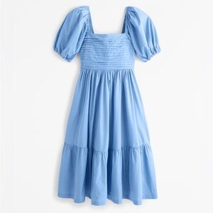 Abercrombie & Fitch | NWT Emerson Poplin Puff Sleeve Midi Dress Linen Blend